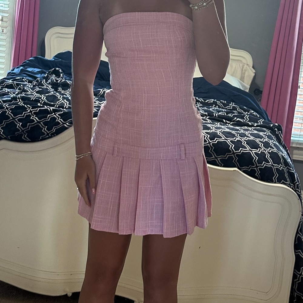 Pink drop waist mini dress